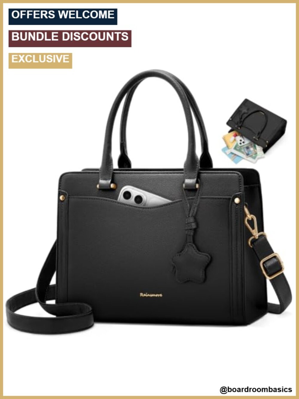 PU Leather Satchel Top Handle Work Tote Bag with iPad Compartment